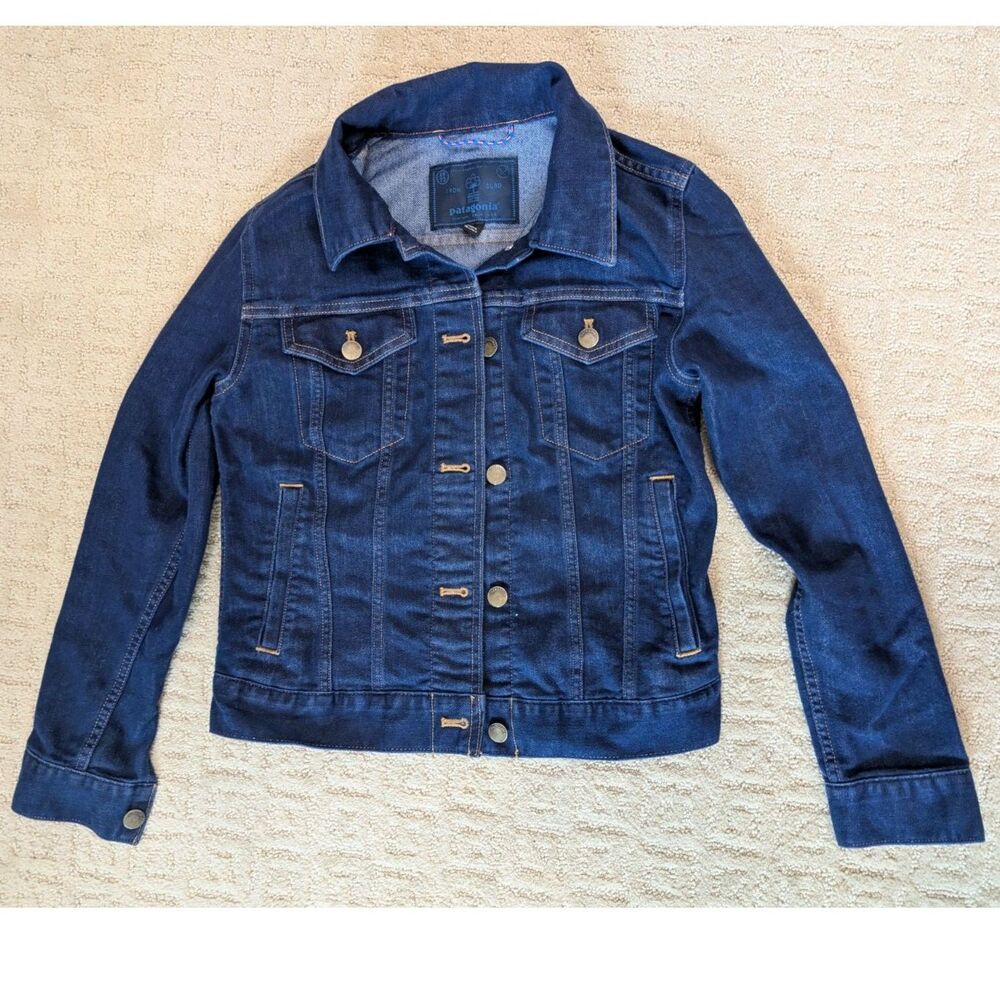 Patagonia Denim Jacket Women XS Blue Iron Clad Dark Wash